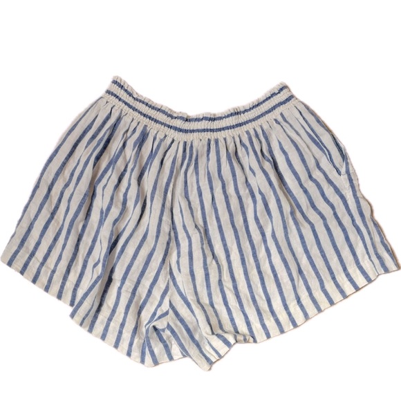 AVA & VIV Linen Viscose Blue and White Striped Shorts - Picture 2 of 8
